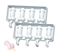 Moldes de las paletas de 2 piezas, 4 cavidades novedoso pene de pene silicona moldes de paletas de silicona, molde para pastel de creativo para fiesta para adultos