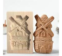 Moldes de madera para galletas, cortador de galletas de madera tallada en 3D, moldes para repujar, herramienta de horneado, moldes de prensa de galletas para hornear, Navidad, Halloween (molino de