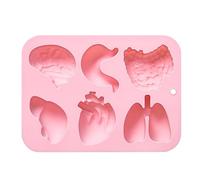 Moldes de órganos - Moldes de órgano de silicona ligera | Corazón cerebral de hígado de molde de pulmón intestinal - 6 moldes de chocolate de la cavidad para decoración de tortas de H