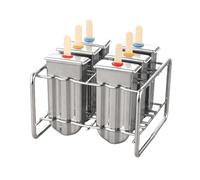 Moldes de paleta de metal: kit de fabricante de helados reutilizables, moldes de lolly de 6 piezas de acero inoxidable | Palabas de postres congelados que preparan el set, soporte de bares de servicio