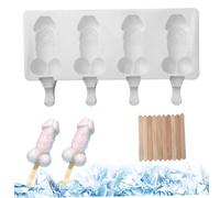 Moldes de paleta de pene de silicona de 4 cavidas con palos, helado reutilizable antiadherente resistente al calor, moldes de pastel y chocolate para golosinas congeladas de bricolaje