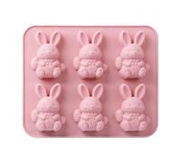 Moldes de Pascua - Herramienta de fundición artesanal antiadherente de 6 compartimentos | Molde de silicona de conejo 3D - para hornear caramelos hielo jabón galletas de azúcar Fudge gelatina