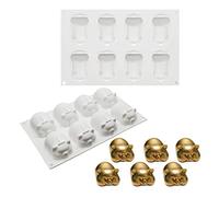 Moldes de pastel de mousse francés de silicona, molde de vela de jabón de chocolate para hornear 3D DIY, 8 agujeros cerdito dorado