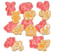 Moldes de plástico con forma de animales, juego de 8 moldes para galletas en 3D con diseño de animales de granja para masa de galletas, fondant, galletas, donuts, decoración de tartas
