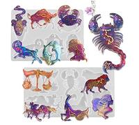 Moldes de resina con signos del zodiaco, 12 constelaciones, animales, llaveros, molde de silicona, molde de resina epoxi, molde de colgante para joyas, colgantes, pendientes, collares, arte