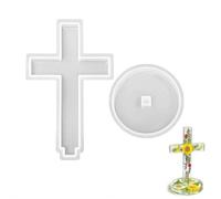 Moldes de resina cruzada con base, moldes de silicona cruzados para epoxi, moldes de resina moldeados con crucifijo de baptismo, diseño floral para manualidades, decoración de velas, decoración