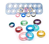 Moldes de resina de anillo Szecl Silicona para joyas 17 Cavidades Molde de silicona con forma de joyera de corte redondo y rombo de joyas de fundici