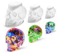 Moldes de resina de calavera 3D, moldes de cabeza de calavera de silicona flexibles transparentes, moldes de calavera para hacer velas, decoración del hogar, decoración de Halloween, paquete de 3