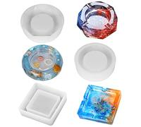 Moldes de Resina de Cenicero, 3 Piezas Molde de Silicona Con Forma Cuadrada, Rombo y Redondo Para Fundición de Resina Epoxi Transparente, Manualidades y Artesanías de Bricolaje