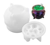 Moldes de resina de Halloween, moldes de silicona de Halloween, mini molde de silicona de caldero de bricolaje con burbujas, huesos, flexibles, visualmente impresionantes para la artesanía de jabón d