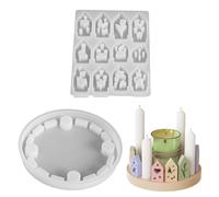 Moldes de resina de Navidad de silicona - 12 cavidades para velas de casa de Navidad con base | Molde de fundición antiadherente | para corona de Adviento, velas, yeso, manualidades, decoración del