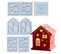 Moldes De Resina De Silicona - Kit De Bricolaje Reutilizable De Fácil Liberación | Forma De Casa: Juego De Moldes Para Hacer Manualidades Epoxi, Suministros Creativos Para Proyectos De Decoraci