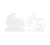 Moldes De Resina Epoxi,Herramientas De Manualidades DIY Reutilizables Y Antiadherentes,Moldes De Silicona Para Candeleros De Acuario Con Gato | Para Cera Yeso Cumpleaños Decoración Hogar Y Proyectos D