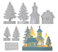 Moldes de resina navideña, para casa de árbol de Navidad, aromaterapia, velas, molde de fundición de silicona, fácil de solucionar para yeso, resina epoxi, decoración aromaterapia