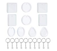 Moldes de resina ovalados redondos de agua con agujero para colgar, silicona fundida con llavero, bandeja de silicona para hornear