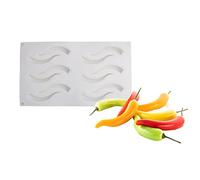 Moldes de silicona 12 cavidades Mousse Cakes Moldes 3D Chili Pepper en forma de postre para hornear Moldes para postre Pastelería Pudín Chocolate Molde Conejito de Pascua