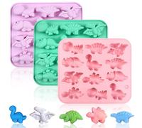 Moldes de Silicona,3 Piezas Molde Chocolate,Molde Bombones,Moldes Dinosaurios,Moldes de Silicona Antiadherente de Grado Alimenticio,Adecuado para Hacer Chocolate, Cubitos de Hielo, Dulces