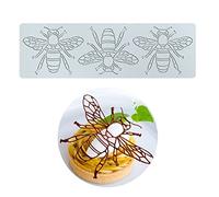 Moldes de silicona 3D de hojas huecas de chocolate, molde de abeja, patrón de flores, molde de fondant, decoración de tartas de azúcar (G_Bee_12.7* 3.8* 0.1 pulgadas)