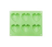 Moldes de silicona 3D para tartas de amor, 6 cavidades de diamante, corazón, fondant, herramientas de decoración de chocolate, pastelería, herramientas para hornear (verde)