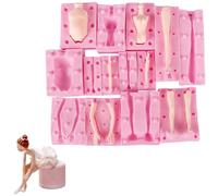 Moldes de silicona, 7 piezas de molde de muñeca de silicona suave, molde para pastel de muñeca de fondant antiadherente, moldes de arcilla para brazos de piernas y cuerpo fáciles de limpiar para manu