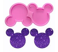 Moldes de silicona brillantes con forma de cabeza de Mickey Mouse para manualidades, llavero, molde de arcilla polimérica, collar, colgante epoxi, joyería, resina, manualidades, mochila, decoración de