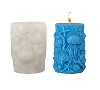 Moldes de silicona cilíndrica en relieve, moldes temáticos de criaturas marinas para resina epoxi, jabón, yeso, decoración de criaturas marinas