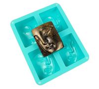 Moldes de silicona con 4 agujeros, diseño de Budas, retrato, jabón, moldes de resina para hornear