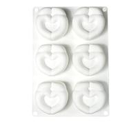 Moldes de silicona con 6 cavidades, resistentes calor, mousses, helados, postres para día de Valentín, horneado, fácil limpieza, herramienta de cocina, bandeja para pasteles resistente