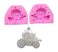 Moldes de silicona con diseño de carruaje de calabaza 3D, suministros de decoración de pasteles, herramientas para hornear, hechas a mano, jabón, yeso, velas, fondant, mousse, chocolate, galletas,