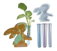 Moldes de silicona con forma de conejo, molde de fundición con 3 tubos de ensayo, molde de silicona para macetas, para estación de propagación de plantas, jarrones de flores hidropónicas, moldes