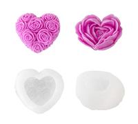 Moldes de silicona con forma de corazón y flores, silicona de grado alimenticio, fácil de desmoldar para fundición de resina, vela, jabón, Chocolate, herramienta para hornear, 2 uds
