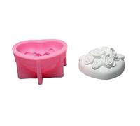 Moldes de silicona con forma de corazón y rosa para jabón, decoración del hogar, fondant, moldes de silicona para hornear pasteles de chocolate, molde multiusos