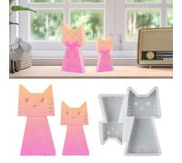 Moldes de Silicona con Forma de Gato, Molde de Animales, 2 Piezas Para Moldes Artesanales, de Yeso y de Velas