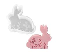 Moldes de silicona con forma de liebre y flores en relieve, silicona de grado alimenticio, resistente a la temperatura para hacer velas, jabón y fundición de resina, panadería