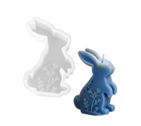Moldes de silicona con forma de liebre y flores en relieve, silicona de grado alimenticio, resistente a la temperatura para hacer velas, jabón y fundición de resina, panadería