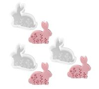 Moldes de silicona con forma de liebre y flores en relieve, silicona de grado alimenticio, resistente a la temperatura para hacer velas, jabón y fundición de resina, panadería
