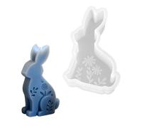 Moldes de silicona con forma de liebre y flores en relieve, silicona de grado alimenticio, resistente a la temperatura para hacer velas, jabón y fundición de resina, panadería