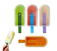 Moldes de silicona de calidad alimentaria - Juego de 4 moldes reutilizables con tapas y tallos, práctico recipiente para congelar postres de yogur, crema y cubitos