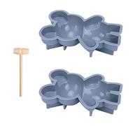 Moldes de silicona de chocolate de oso, 2 piezas de molde de chocolate de oso rompible en 3D con martillo para el día de San Valentín Bears, pastel de mousse, hornear de postre, gelatina, gran goma