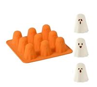 Moldes de silicona de fantasma, moldes de chocolate 3D, 9 cavidades, lindo molde de fantasma, decoración de Halloween (1 unidad)