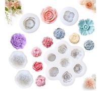 Moldes de silicona de flores 3D para velas | juego de 5 unidades moldes para velas, moldes mini flores 3d de rosa para bricolaje-decoración de jabones y velas aromáticas