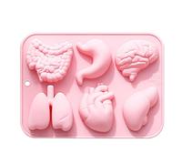 Moldes de silicona de gran forma, órgano, corazón, cerebro, estómago, hígado, intestinal, pulmón, fondant, molde para fondant, 6 cavidades, para decoración de pasteles de , decoración de