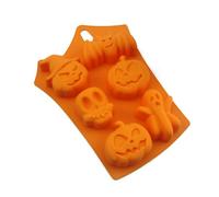 Moldes de silicona de Halloween, 28x16.5cm 6 cuadrículas de calavera fantasma moldura para hornear, moldes de dulces de chocolate para Halloween