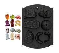 Moldes de silicona de Halloween | Lápida de calavera de fácil liberación con 6 cavidades - Divertidos moldes de galletas | para brownies, magdalenas, galletas, postres, velas de hielo, chocolate