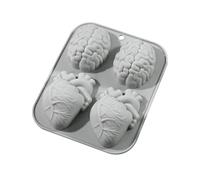 Moldes de silicona de Halloween, moldes de chocolate de Halloween, moldes de silicona para velas terroristas en forma de corazón y cerebro, moldes de aromaterapia con 4 cavidades, molde de chocolate