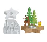 Moldes de silicona de Navidad - Star Easy Release Holiday, Christmas Tree Candlestick Holiday Silicone Molds, Candlestick Casting Resin Christmass Mold For Holidays Home Decor Table Centerpieces Party