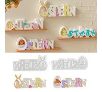 Moldes de silicona de Pascua, molde de silicona para Pascua, letras de Feliz Pascua, yeso para fundir, moldes de silicona para Pascua, forma de conejo, huevos de Pascua, letras, molde de primavera