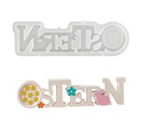 Moldes de silicona de Pascua, molde de silicona para Pascua, letras de Feliz Pascua, yeso para fundir, moldes de silicona para Pascua, forma de conejo, huevos de Pascua, letras, molde de primavera