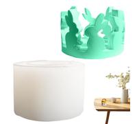 Moldes de silicona de Pascua Rabbit, moldes de conejo para manualidades | Molde de candelabro de yeso - Pascua Candle Habet Molde de silicona lindo Bunny Rabbit House For Concrete Gypsum Resin