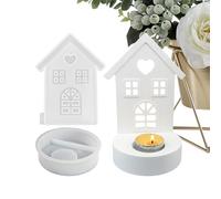 Moldes de silicona de resina, con forma de casa con ventana de corazón, moldes de resina reutilizables, formas de silicona, para decoración del hogar, escultura de velas, recuerdos de, día de